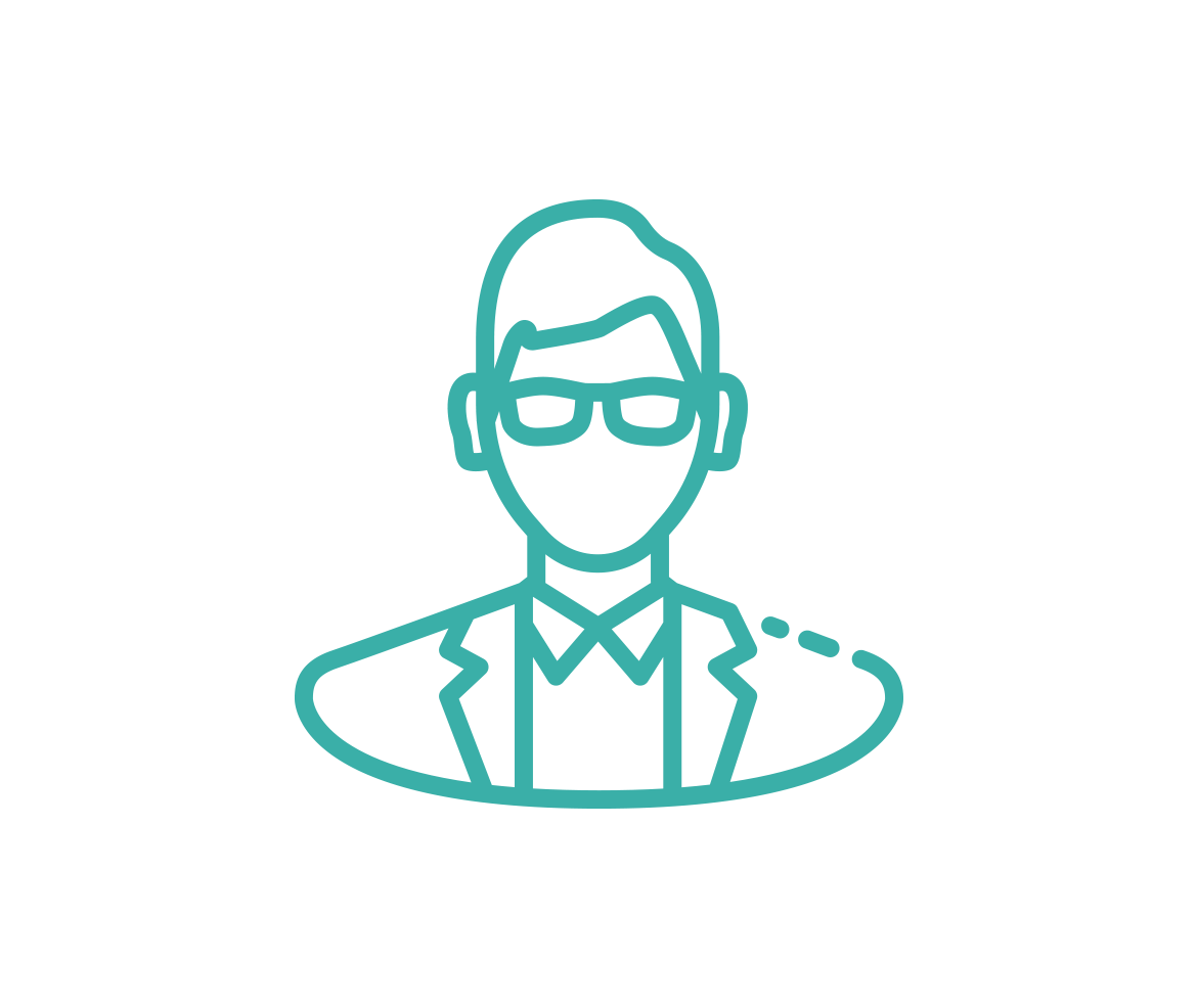 an icon of a person with glasses and a suit symbolizing a financial advisor