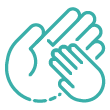 icon of a larger hand holding a smaller hand representing teaching family values