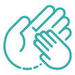 icon of a larger hand holding a smaller hand representing teaching family values