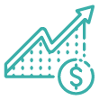 icon of a line graph with a generally upward trajectory symbolizing selling stock