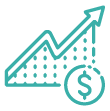 icon of a line graph with a generally upward trajectory symbolizing selling stock