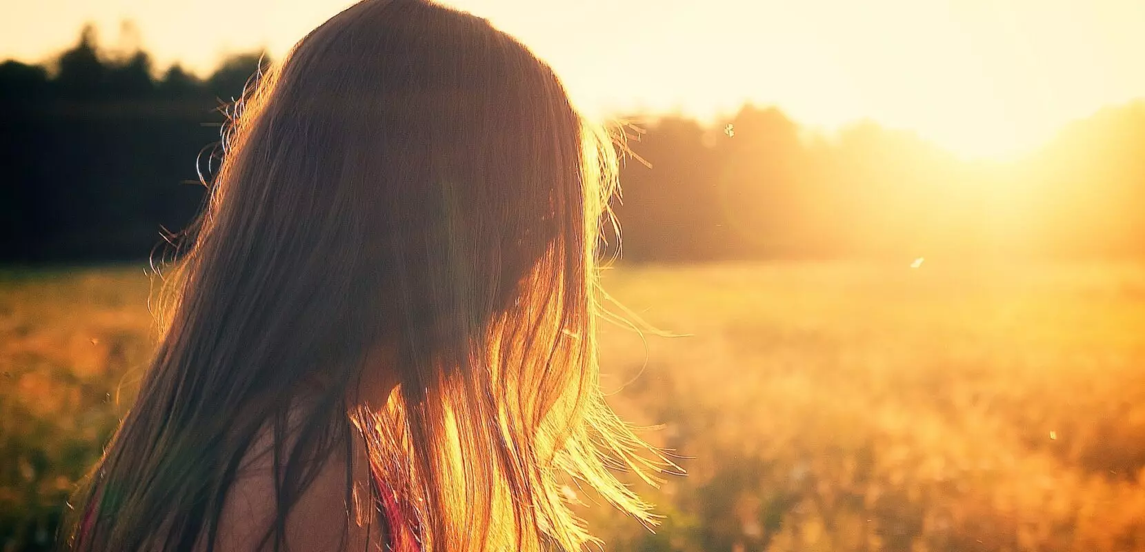 a child standing in a meadow in the sun