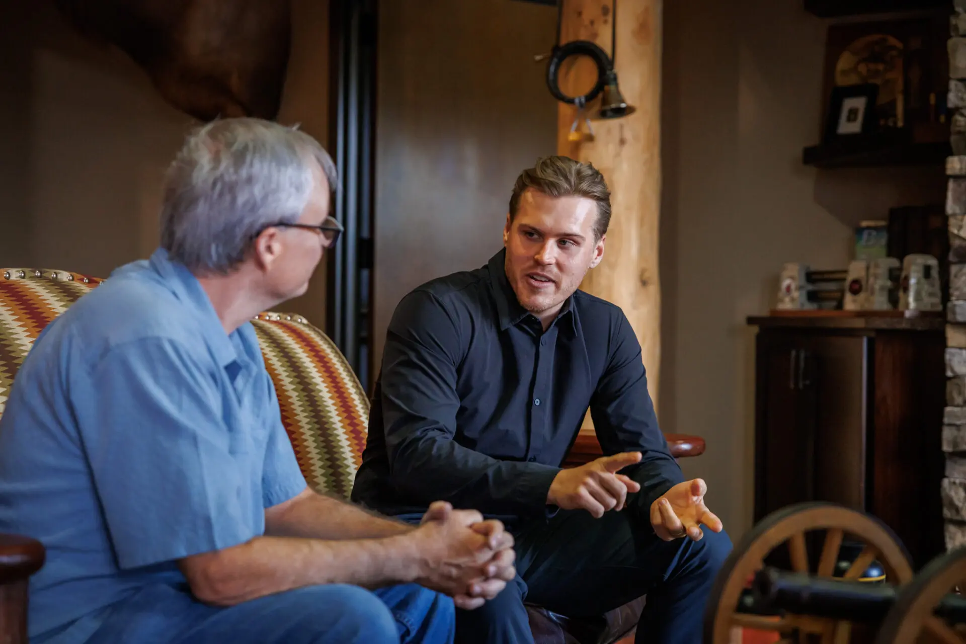 Donor Joel Hodgdon speaks to his father